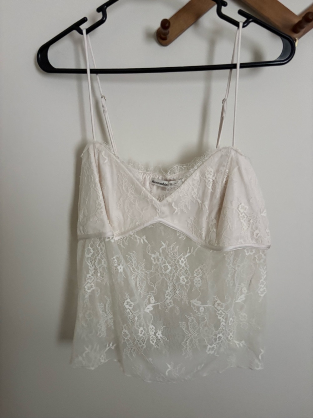 Abercrombie & Fitch Ivory Lace Camisole with Sheer Overlay